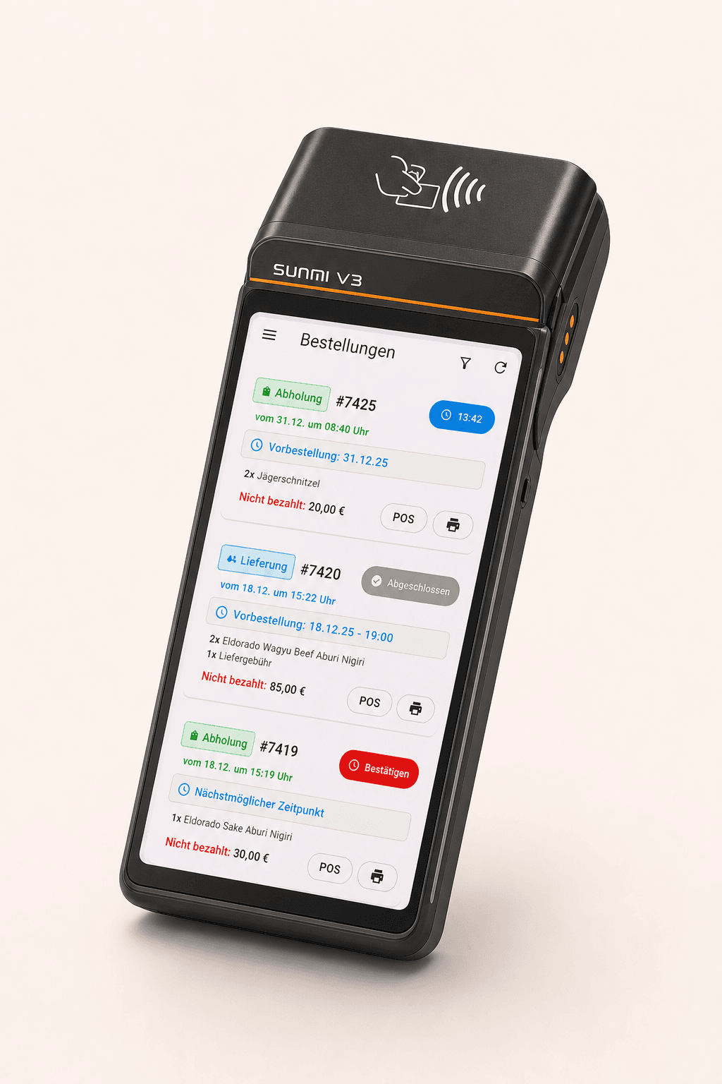Mobiles NFC-fähiges Gerät für SoftPOS